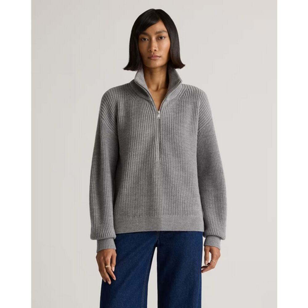 Quince Australian Merino Wool Half Zip Sweater Size L NWT